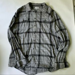 Grey plaid fleece button front shirt xxl